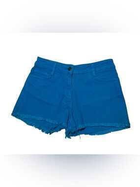 Sandro Women’s Jean Shorts crop fringe turquoise size 36eu/4US Cotton